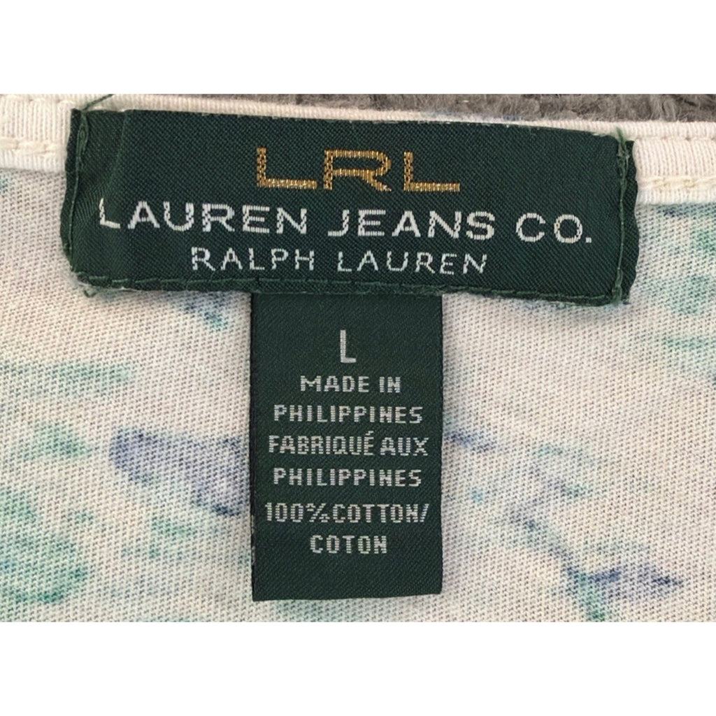 Lauren Ralph Lauren Womens Floral Boat Neck Short Sleeve Top Black Multi L