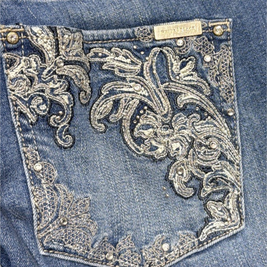White House Black Market Blanc Bootleg Embellished Jeans Womens Size 2 S 28x30