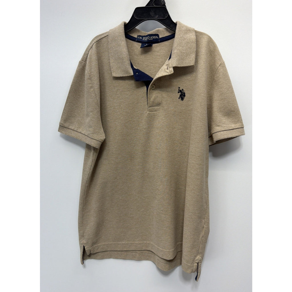 US Polo Assn USPA Collared Polo Shirt Biege Boys Youth Size Large
