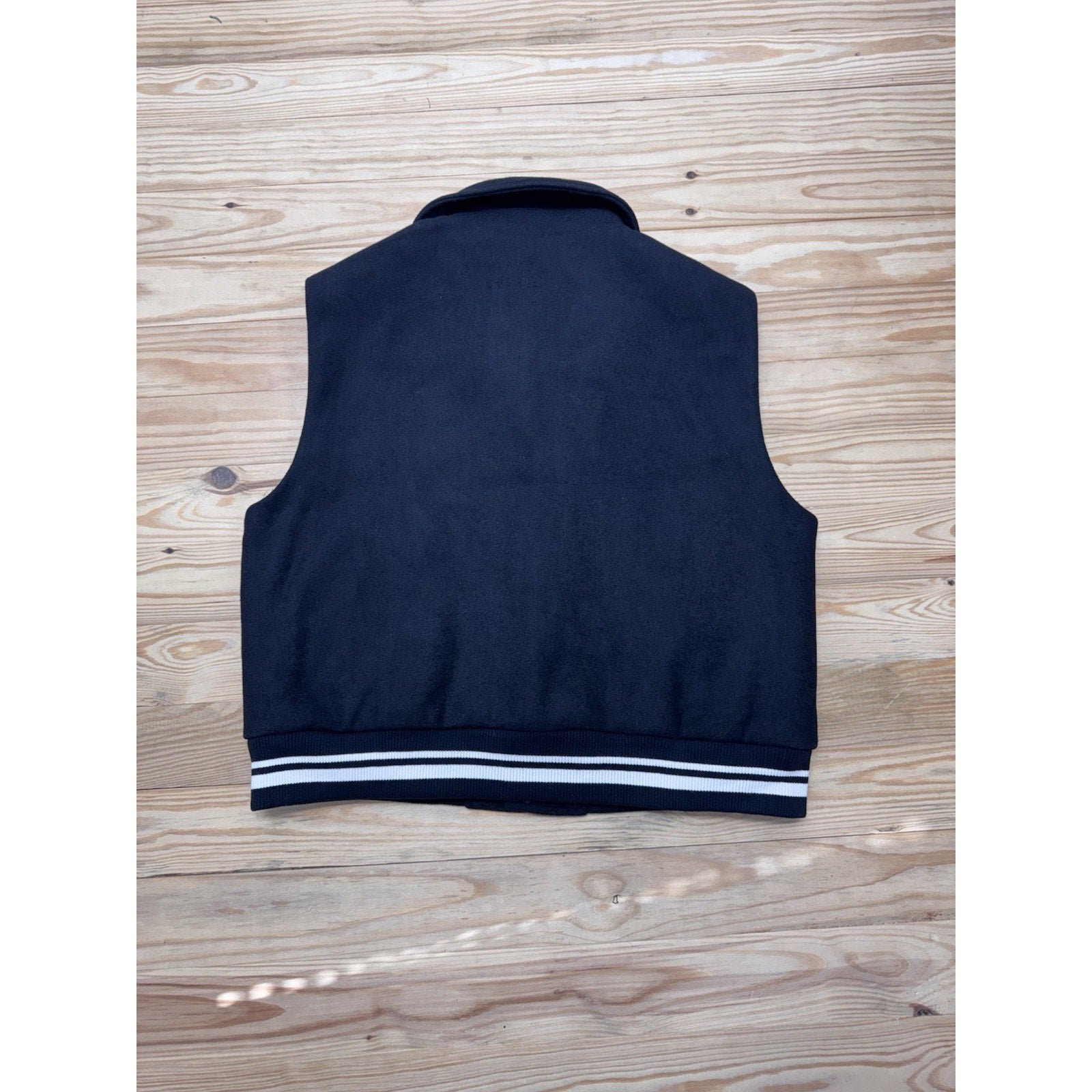 BOHME Stadium Bomber Vest Jacket Black Mono B Pockets Size Large
