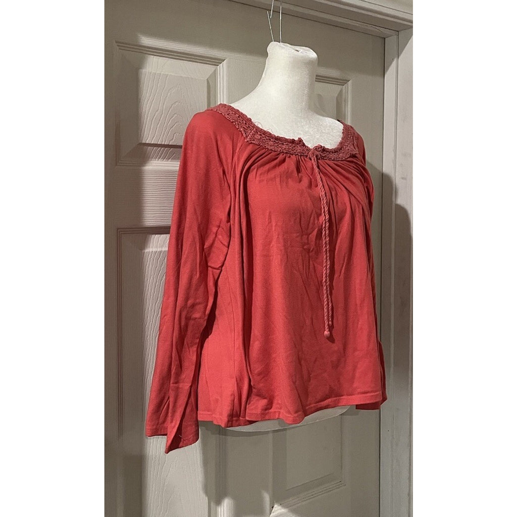 Wrangler Retro Western - M Bell Sleeve Ranch Blouse Top Cowgirl Coral Color
