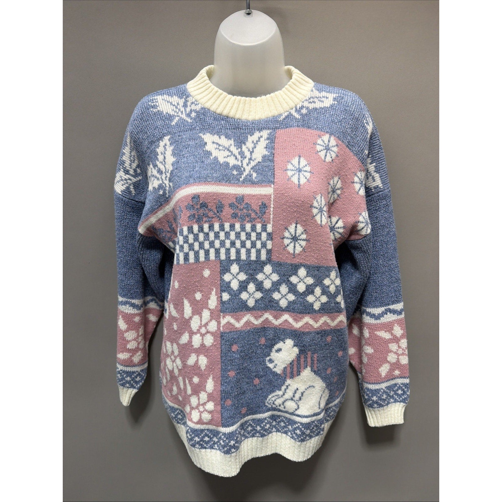 Vintage 1980s Private Eyes Teddy Bear Sweater Size M Made In USA