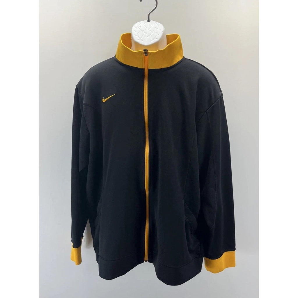 Nike Dri-FIT Track Jacket Men XL Black Gold Full Zip Athletic Training Vintage