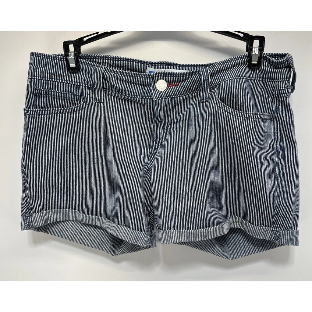 Levi's Denim Shorts Blue Conductor stripes 5 Pocket Zip Closure Roll Cuff 7/28