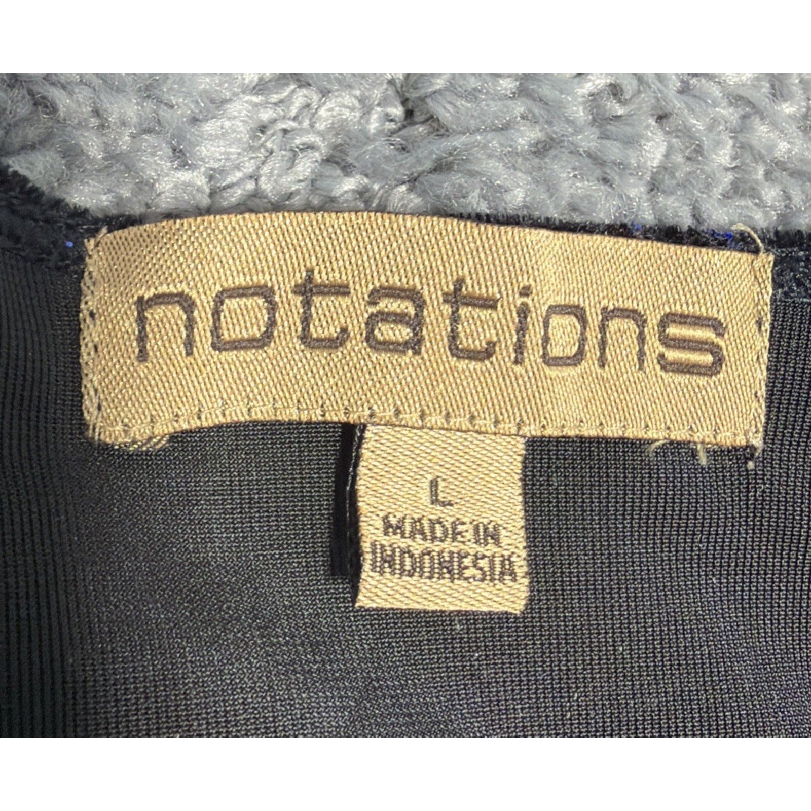 NOTATIONS VELVET TOP WOMEN'S BLACK BLUE GLITTER INNER FAUX TANK Size L