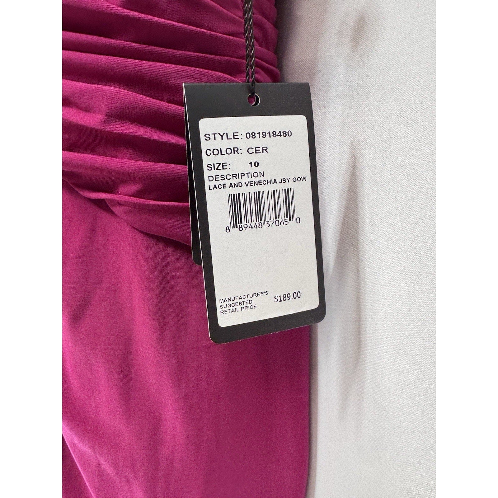 NWT By Adrianna Papell Draped Lace Shoulder Dress/Gown Pomegranate Size 10