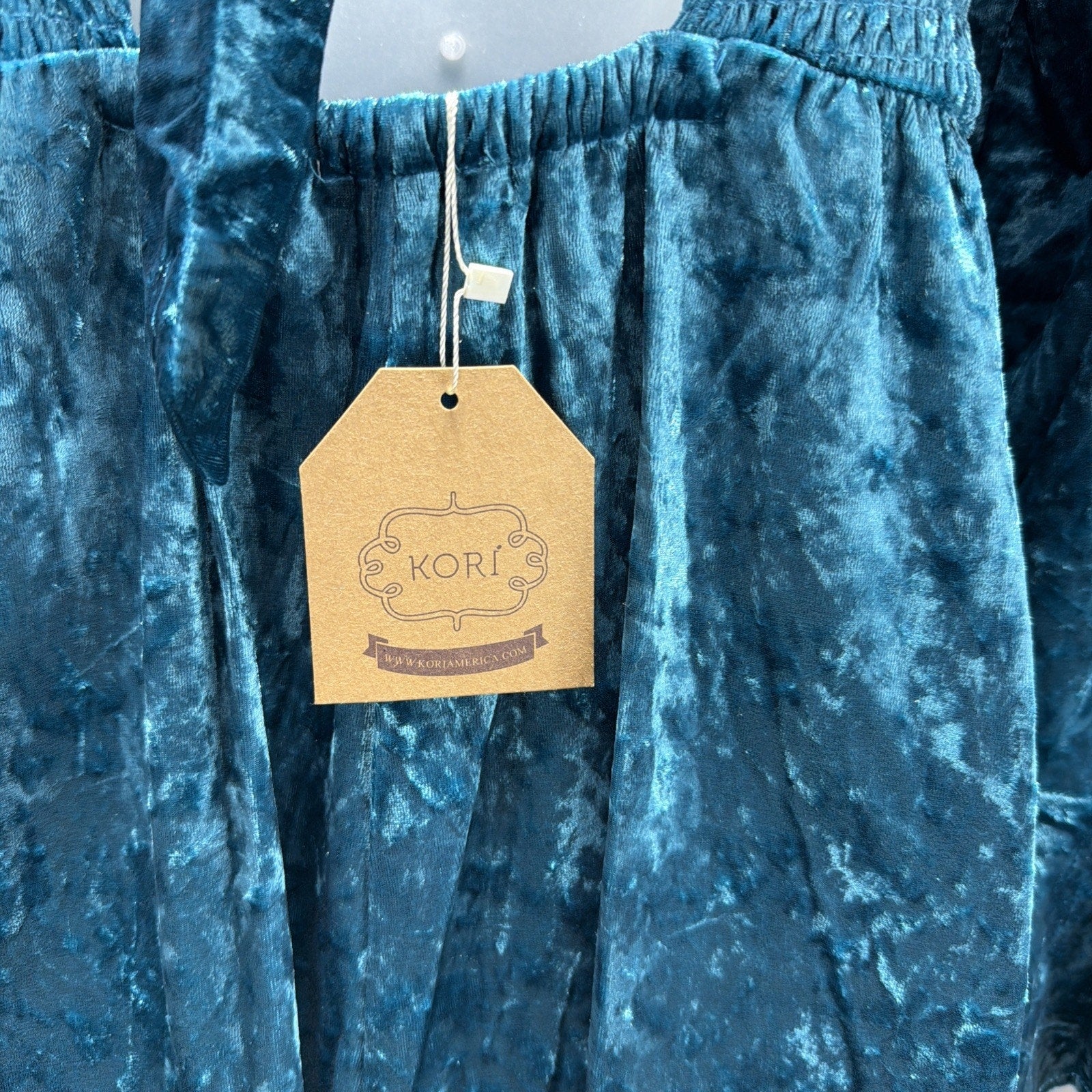 New! Kori America Romper Turquoise Velvet Bell Sleeve Mermaidcore Sz M Stretch