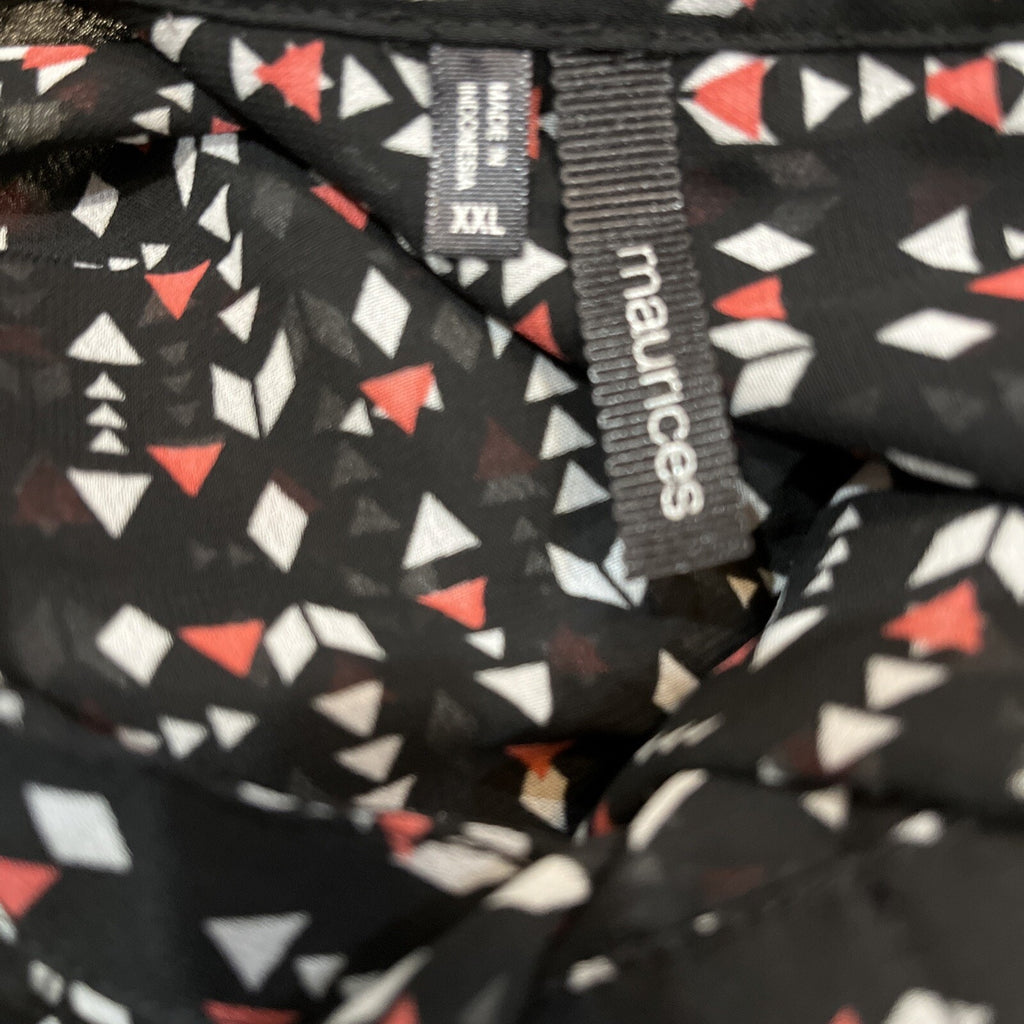 Maurice's Sheer Black Coral Confetti Lightweight Blouse Women’s Size XXL