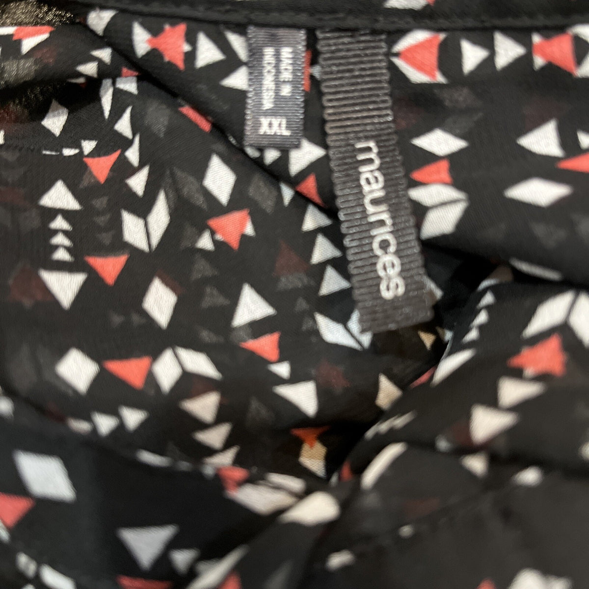 Maurice's Sheer Black Coral Confetti Lightweight Blouse Women’s Size XXL