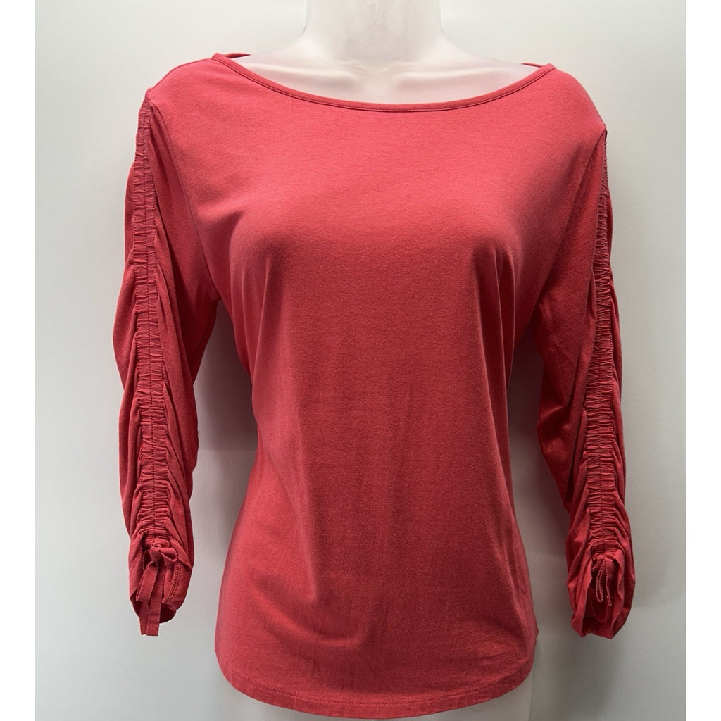 TALBOTS Size Small Petite Womens Pink Cotton V-Neck Short Sleeve Soft T-Shirt.