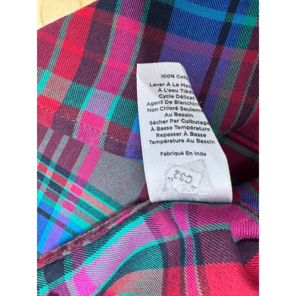 Talbots Vtg Shirt Red Blue Plaid Button Up Sleeveless Women’s Size 1X No Tag