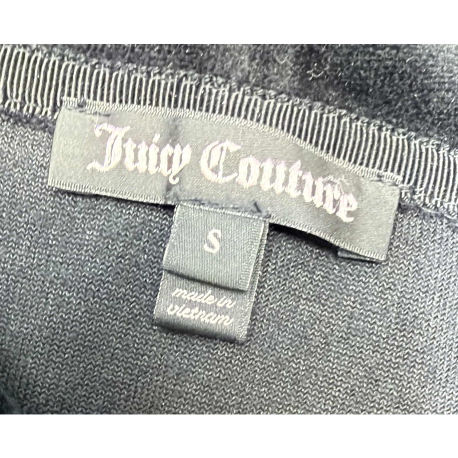 Juicy Couture Velvet Velour Pull Over Hoodie Black Sz Small Studded Y2K