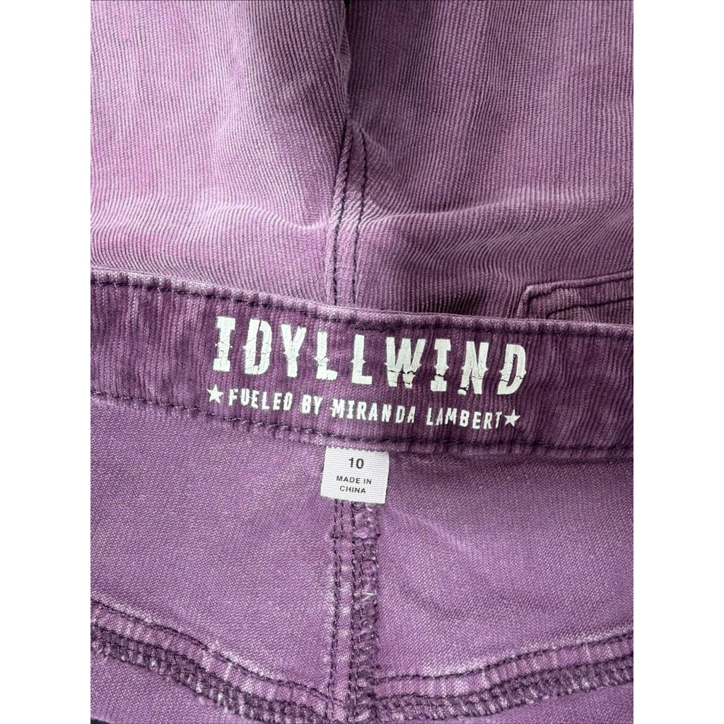 IDYLLWIND Miranda Lambert Womens Corduroy High Rise Flare Pants Purple Size 10