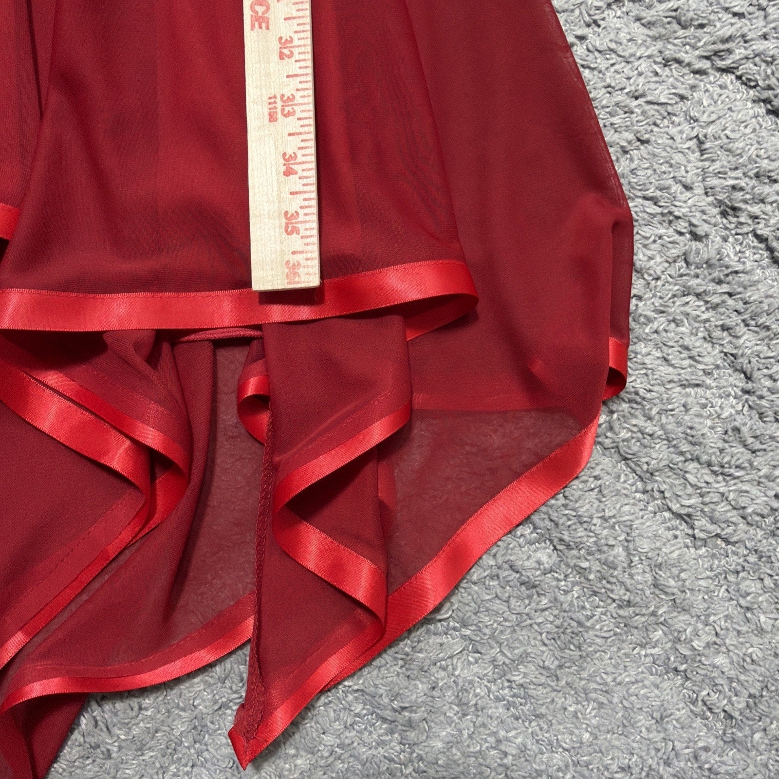 Y2K Taboo Asymmetrical Hem Midi Dress VTG 2000s Red /Slinky/Rhinestones Buckle M
