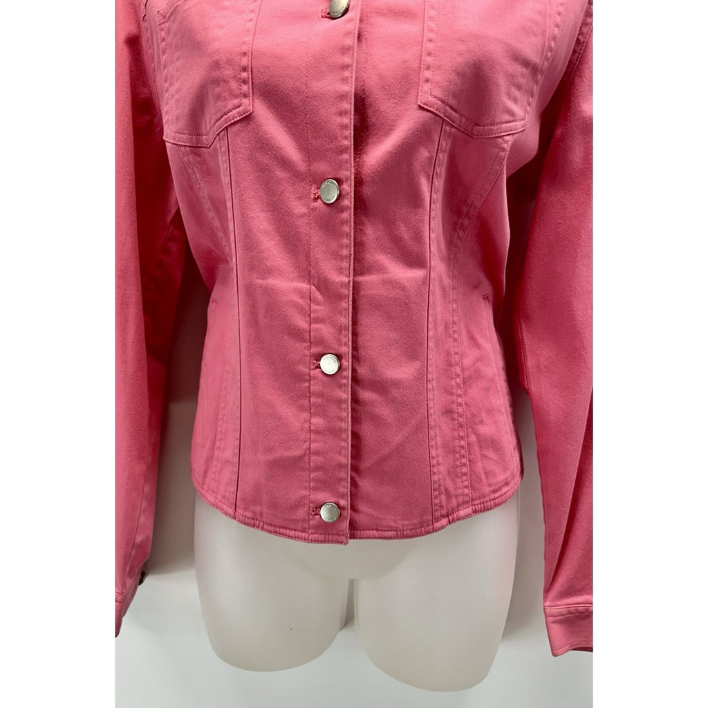 BARBIE STYLE! Jones New York SIGNATURE PINK denim jacket waist coat women Sz.M.