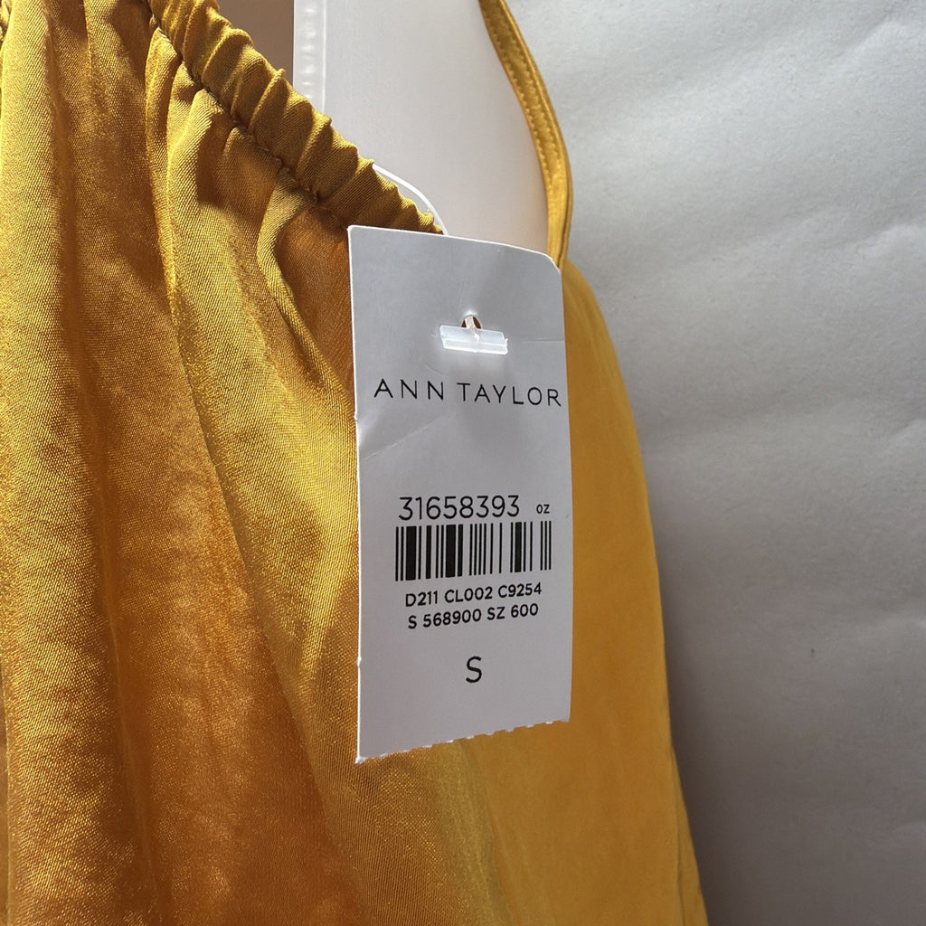 Ann Taylor Loft Spaghetti Strap Satin Tank Top Yellow /Gold Size Small NWT