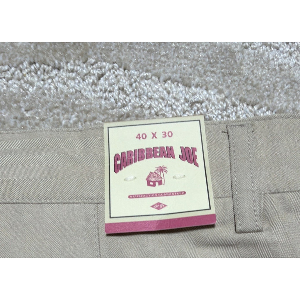 Caribbean Joe Beach Tan Men’s Pleated Bottom Cuffed Dress Pants 40x30 Beige NWT