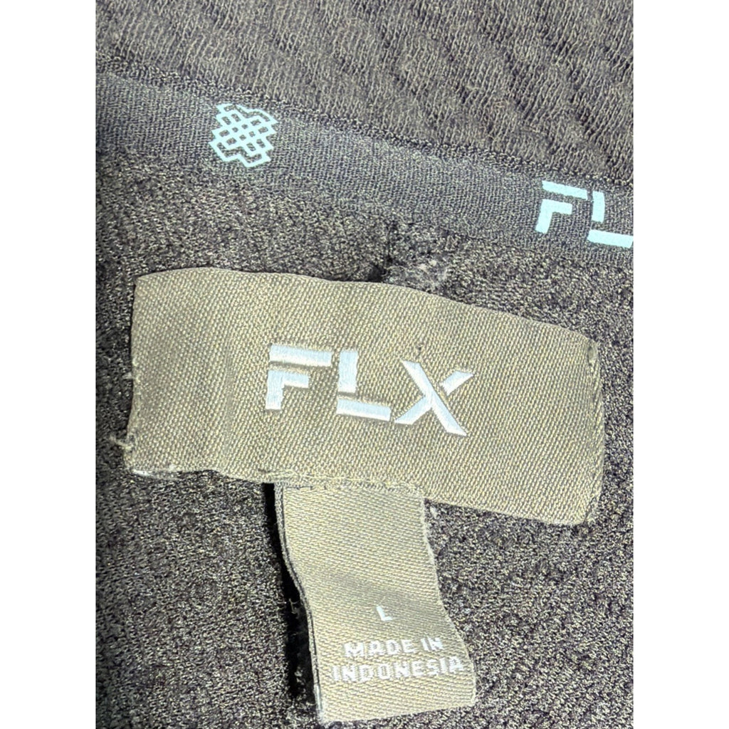 FLX Urban Commuter Waffle Knit Pullover Top Zip Pocket Black Size L