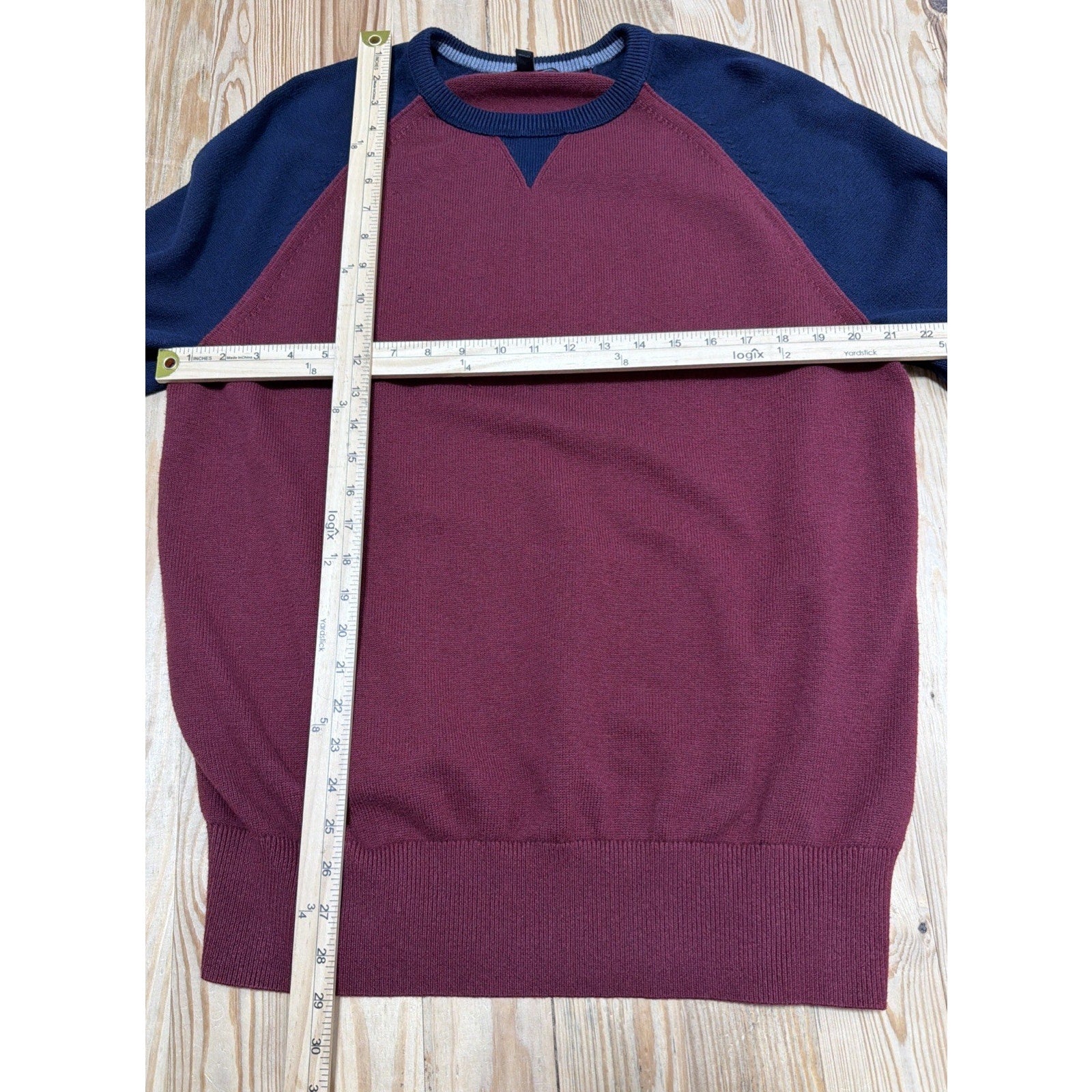 Banana Republic Burgundy & Navy Blue Sweater - Size Mens XL Tall