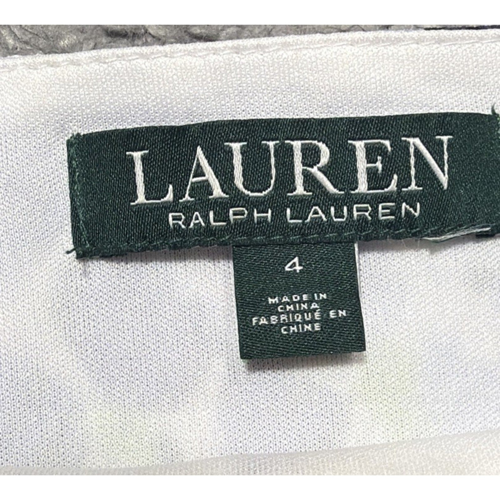 LAUREN RALPH LAUREN Women's 4 Printed Ruffled Crepe A-Line Dress Lined Excellent