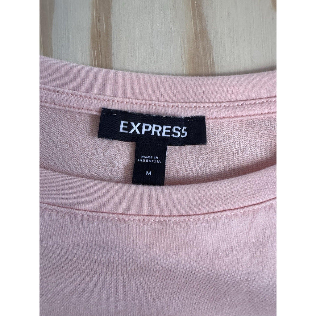 EXPRESS Medium Peach Ruched Mini Dress Elastic Waist Casual Stretch Vacation