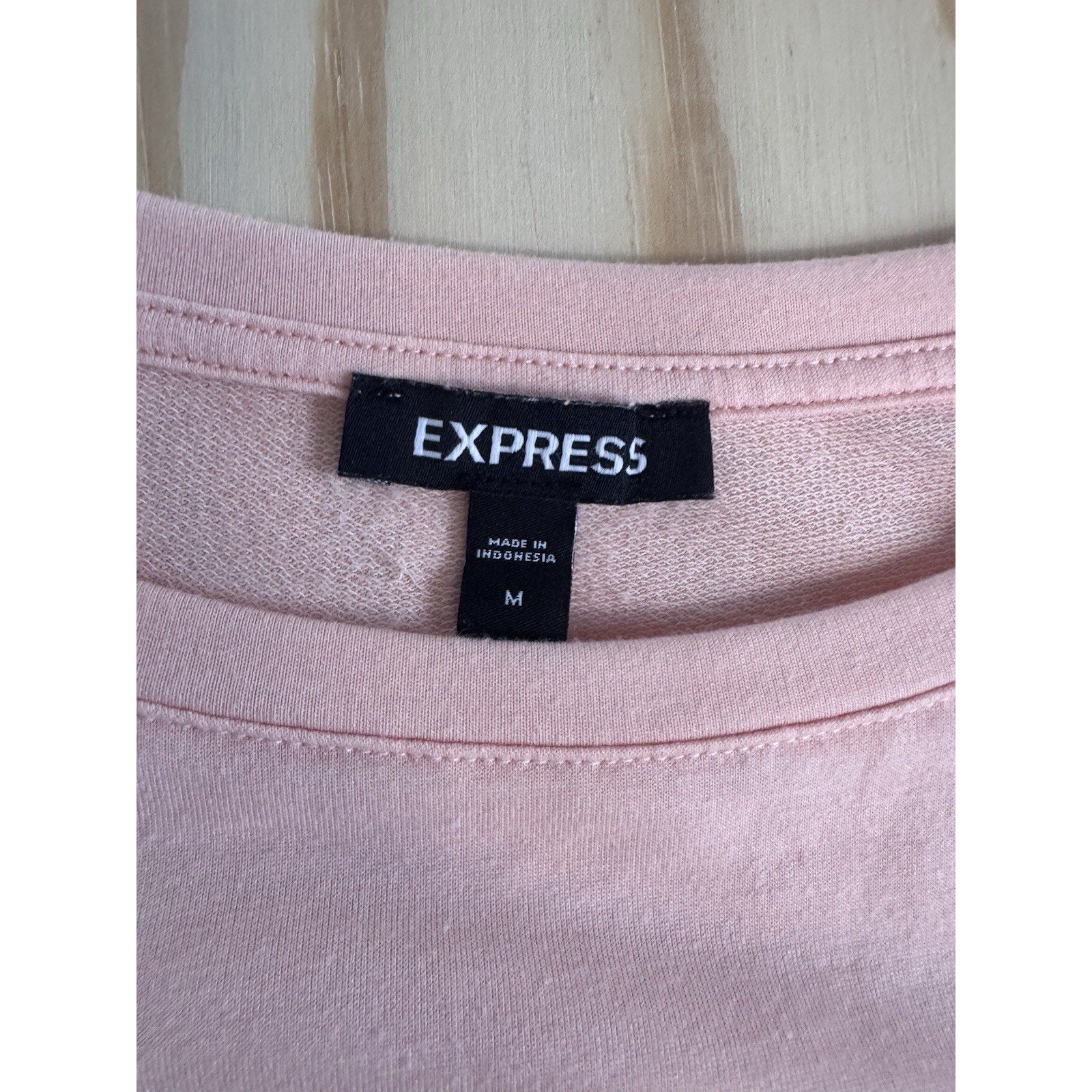 EXPRESS Medium Peach Ruched Mini Dress Elastic Waist Casual Stretch Vacation