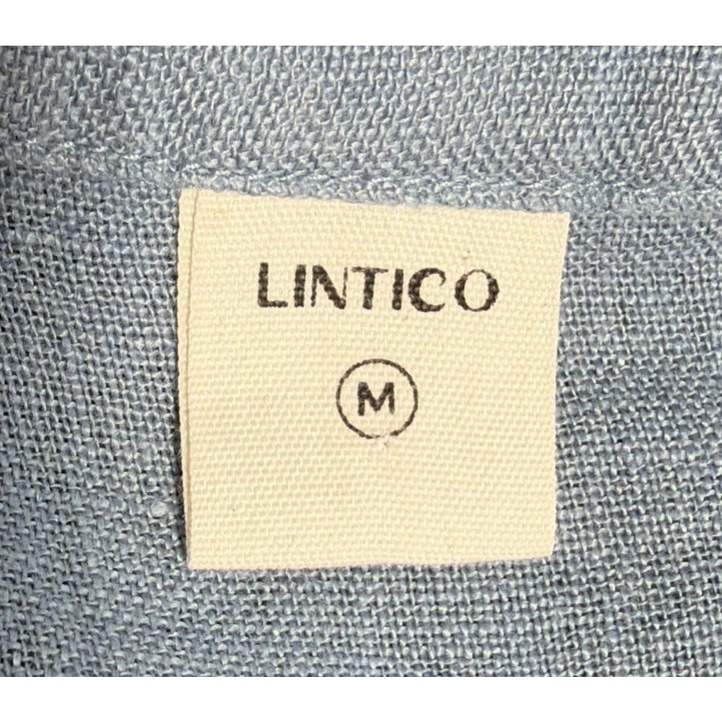 Lintico 100% Linen Button Front Oversized Boxy Fit Top Women M Blue Minimalist