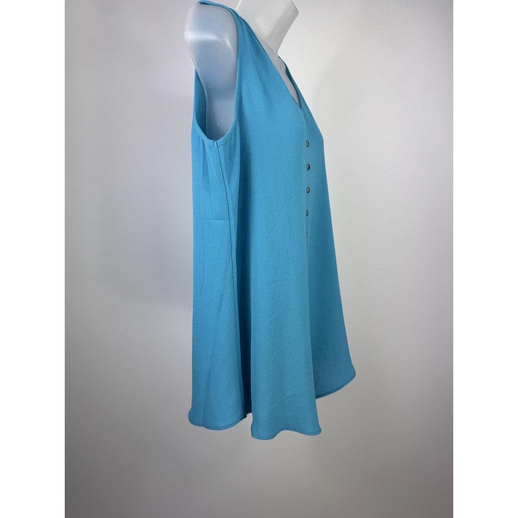 Spense Women’s M Aquamarine W/Black Buttons Tank Tunic Blouse