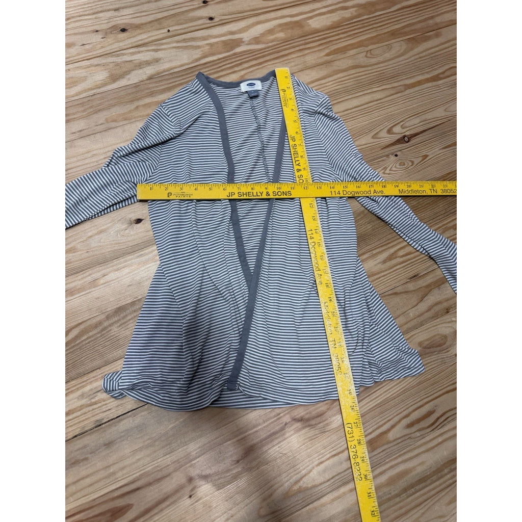 Old Navy Cardigan Jersey Sweater Grey White Long Sleeve Women’s Size Medium