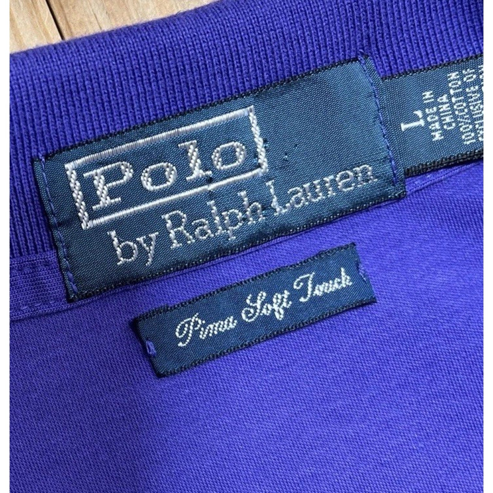 Polo Ralph Lauren Shirt Size L Purple Flesh Pony Pima Soft Touch Cotton Polo