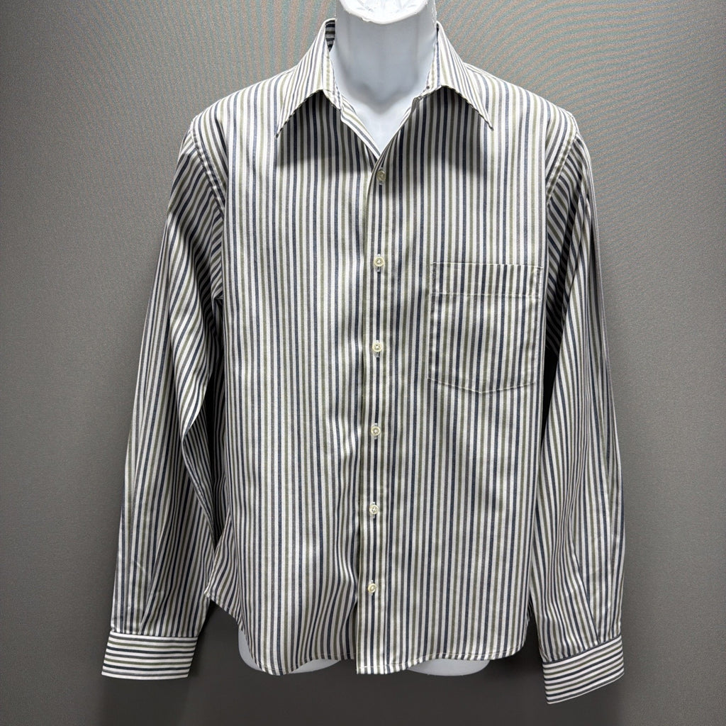 Vintage ARROW Brigade Fitted Button Up Shirt Mens 16.5-34/35 Striped Made in USA