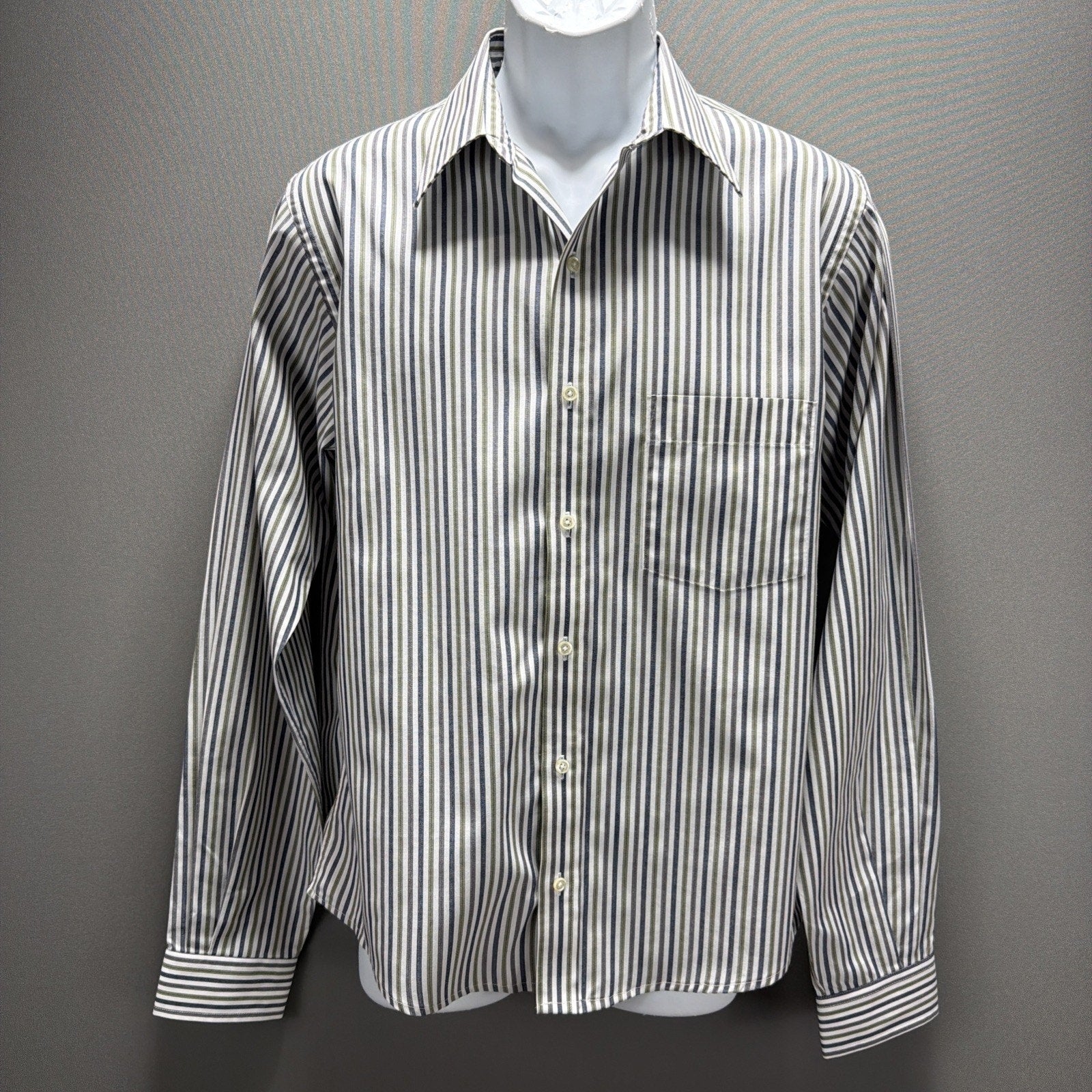 Vintage ARROW Brigade Fitted Button Up Shirt Mens 16.5-34/35 Striped Made in USA