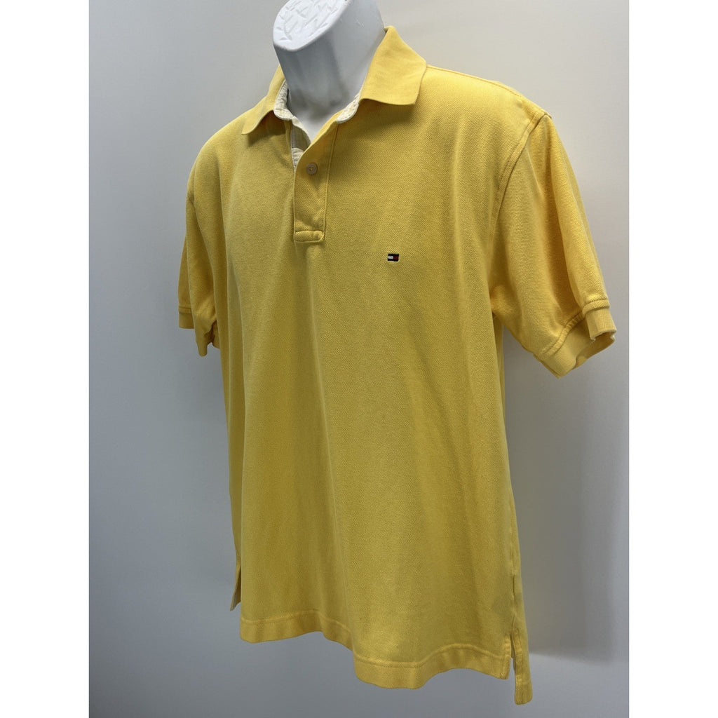 Tommy Hilfiger Polo Shirt Mens Medium Yellow Casual Short Sleeve *