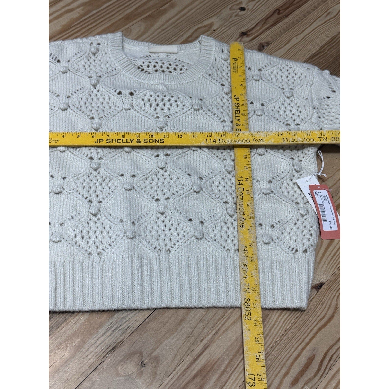 78 & Sunny Fisherman Cream Sweater Cream Open Stitch Pullover Women’s Medium NWT