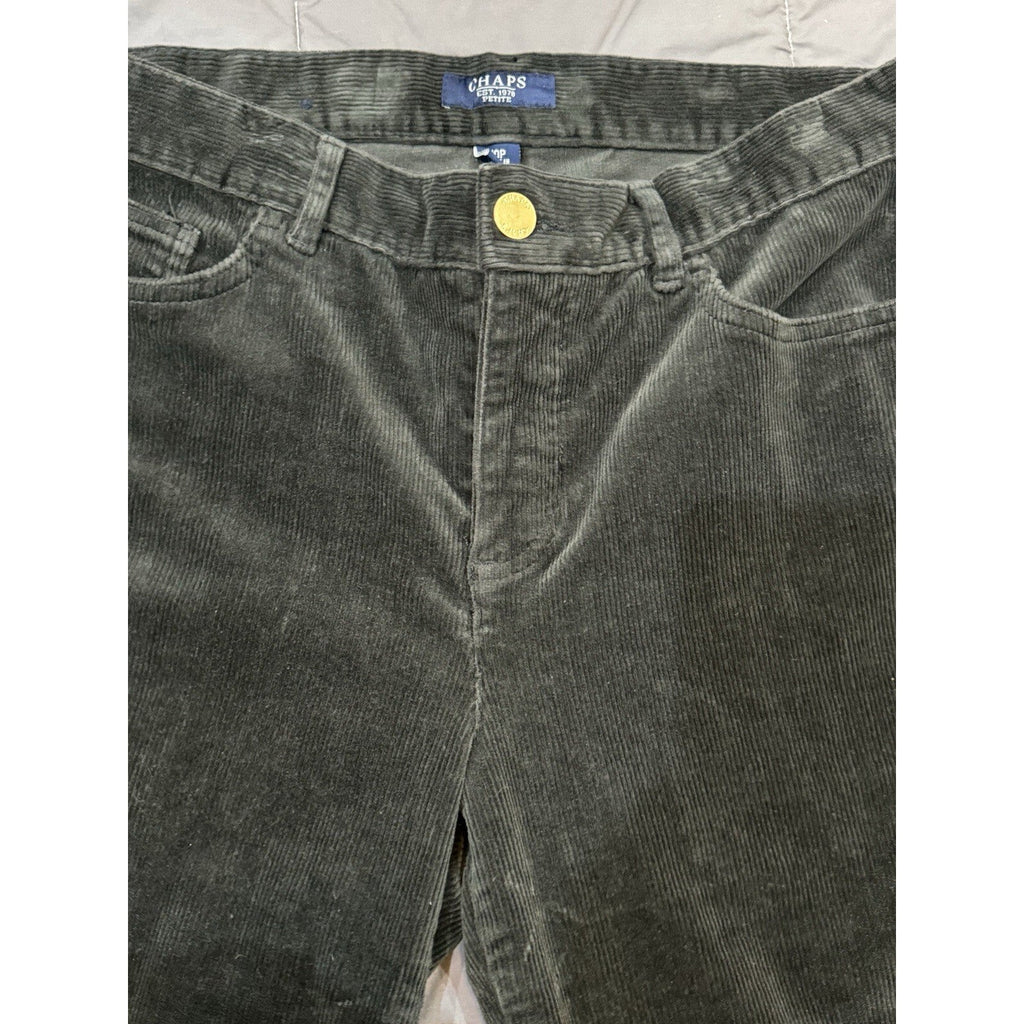 St John's Bay Olive Green Corduroy Pants Women 10P Black Mid Rise Straight Leg