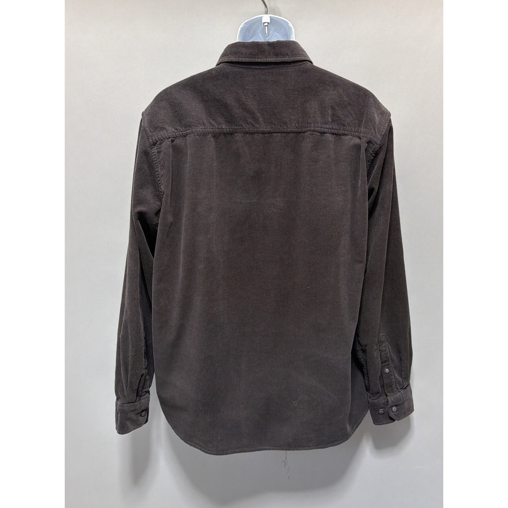 North River Outfitters Men's Brown Solid Corduroy Button Up Long Sleeve Shirt XL