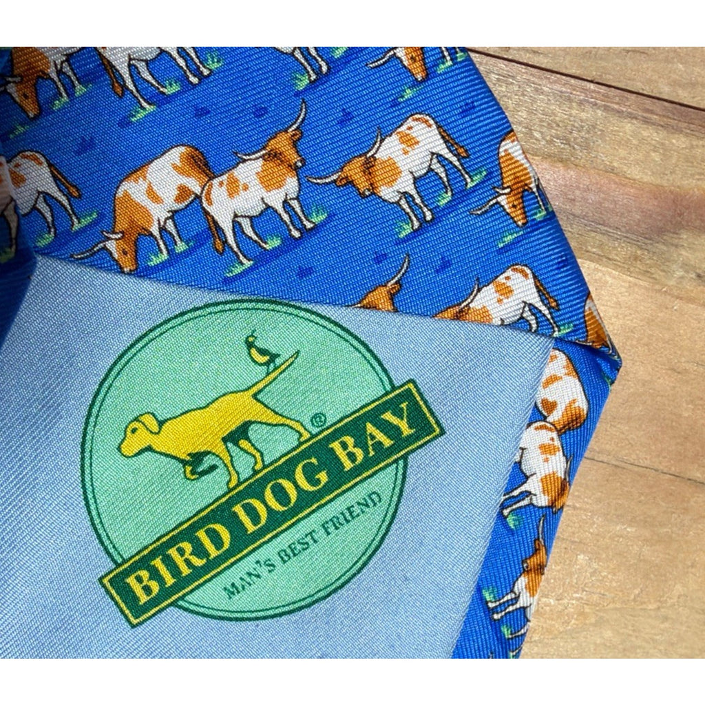 Bird Dog Bay Longhorn Country Silk Tie Hand Made USA Designer Necktie NWT