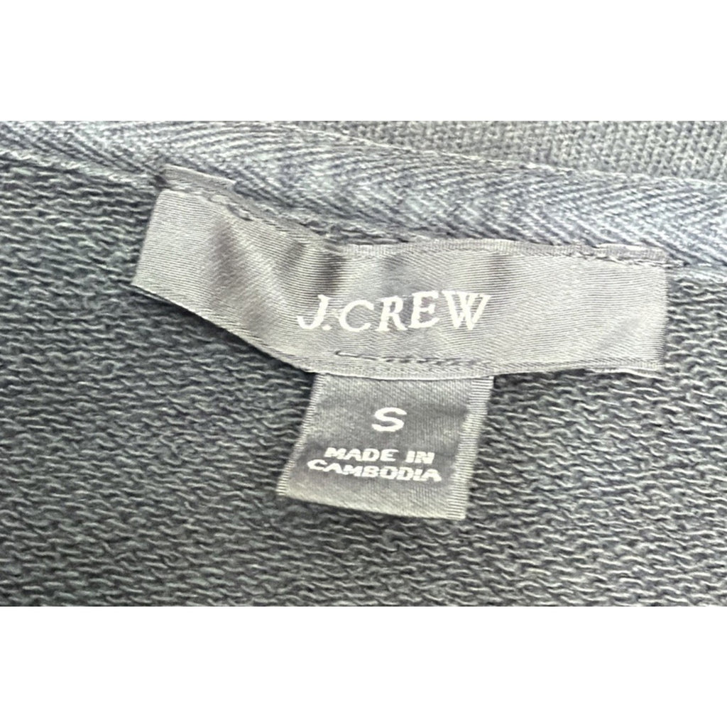 J Crew Heritage Sweatshirt Womens Small Black 1/2 Zip Terry Tunic Pockets