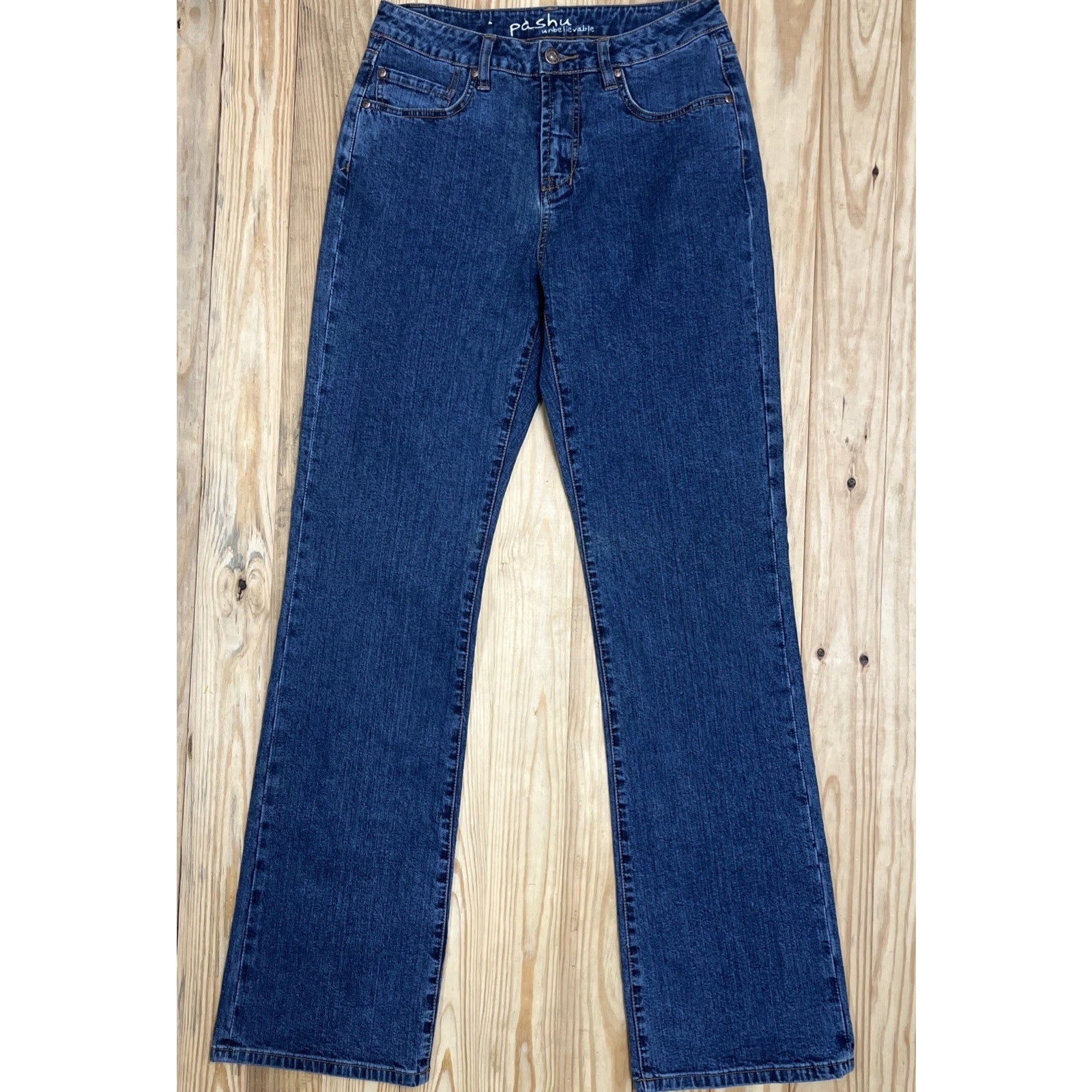 Pashu Jean Women 4 Unbelievable Bootcut Stretch Denim High Rise Pant 28x33 EUC