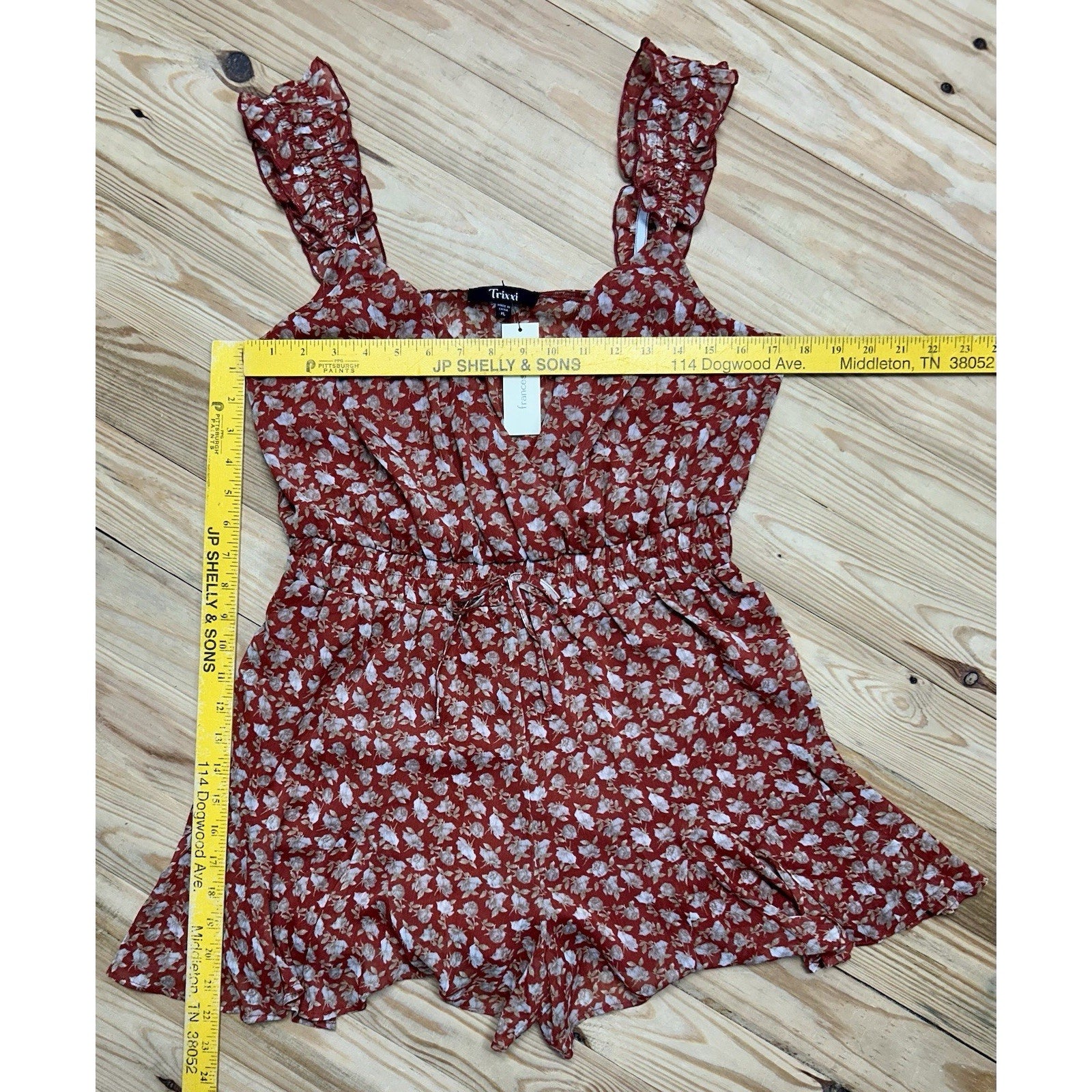 Trixxi Floral V-Neck Romper Bell Sleeve Boho New With Tags Women Size XL.