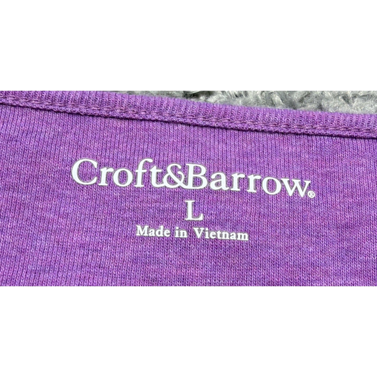 Croft Barrow Zip Shoulder Detail 3/4 Sleeve Top Woman's L Solid Purple New