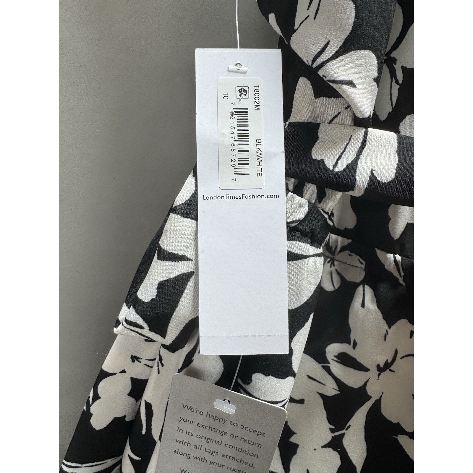 NWT London Times Size 10 Black White Floral Halter Wide Leg Jumpsuit Belted