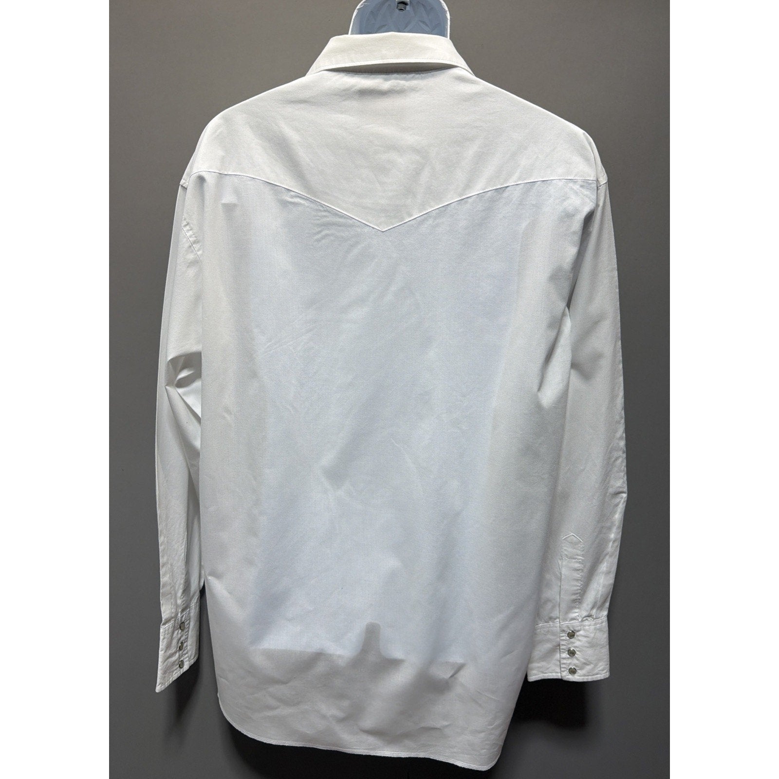 VTG Wrangler Shirt Mens XLT White Button Up Long Slv Western Rockabilly Pearl