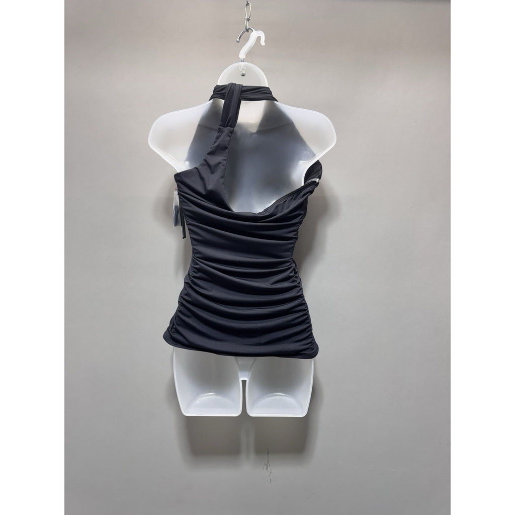 Carmen Marc Valvo One Shoulder Tankini Top Large Ruched Cut Out Swimwear NWT