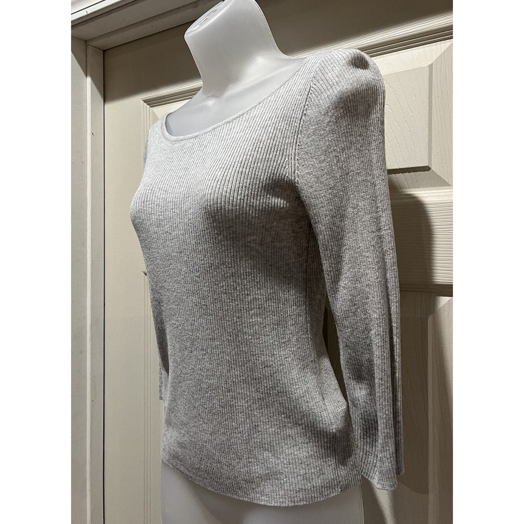 Express Womens Cotton Blend LS Scoop Neck Gray Sweater Shirt Women's Size XS
