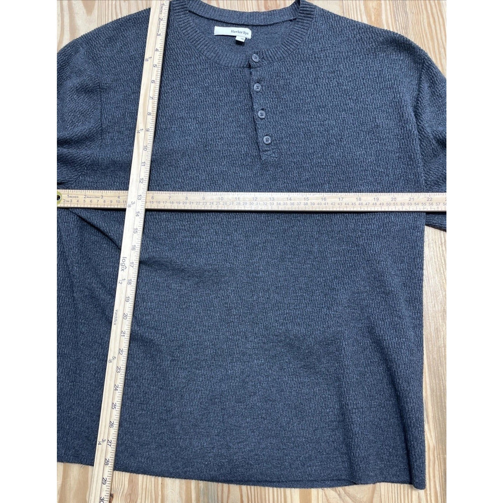 Hawker Rye Henley Sweater Men Size 2XL Charcoal Knit Cotton Long Sleeve Pullover
