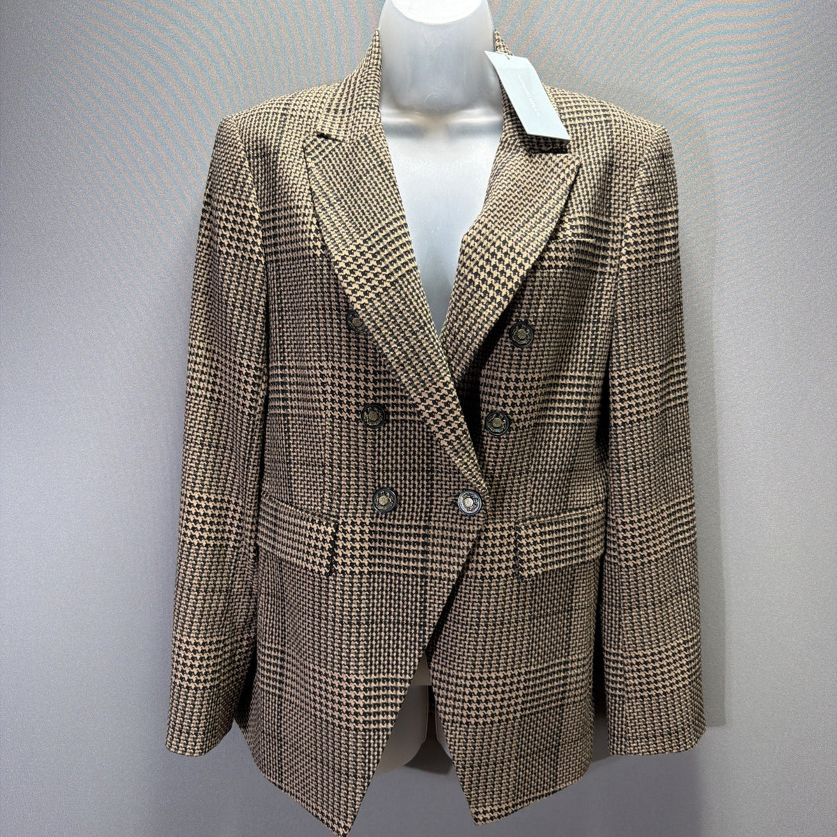NWT Antonio Melani Women's Houndstooth Double Breasted Blazer Size 6 MSRP$195