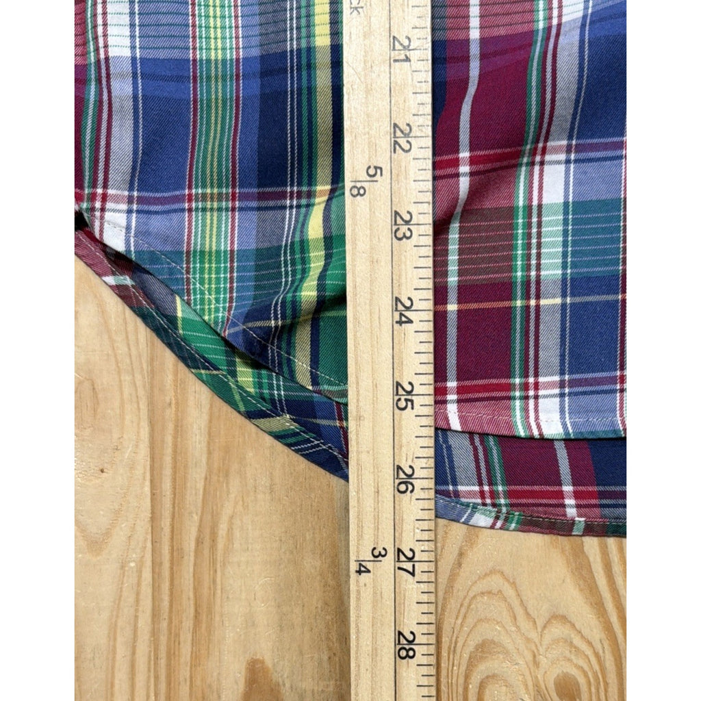 RALPH LAUREN Boys Sz L 16/18 Shirt Plaid Button Down Pink Blue Green LS