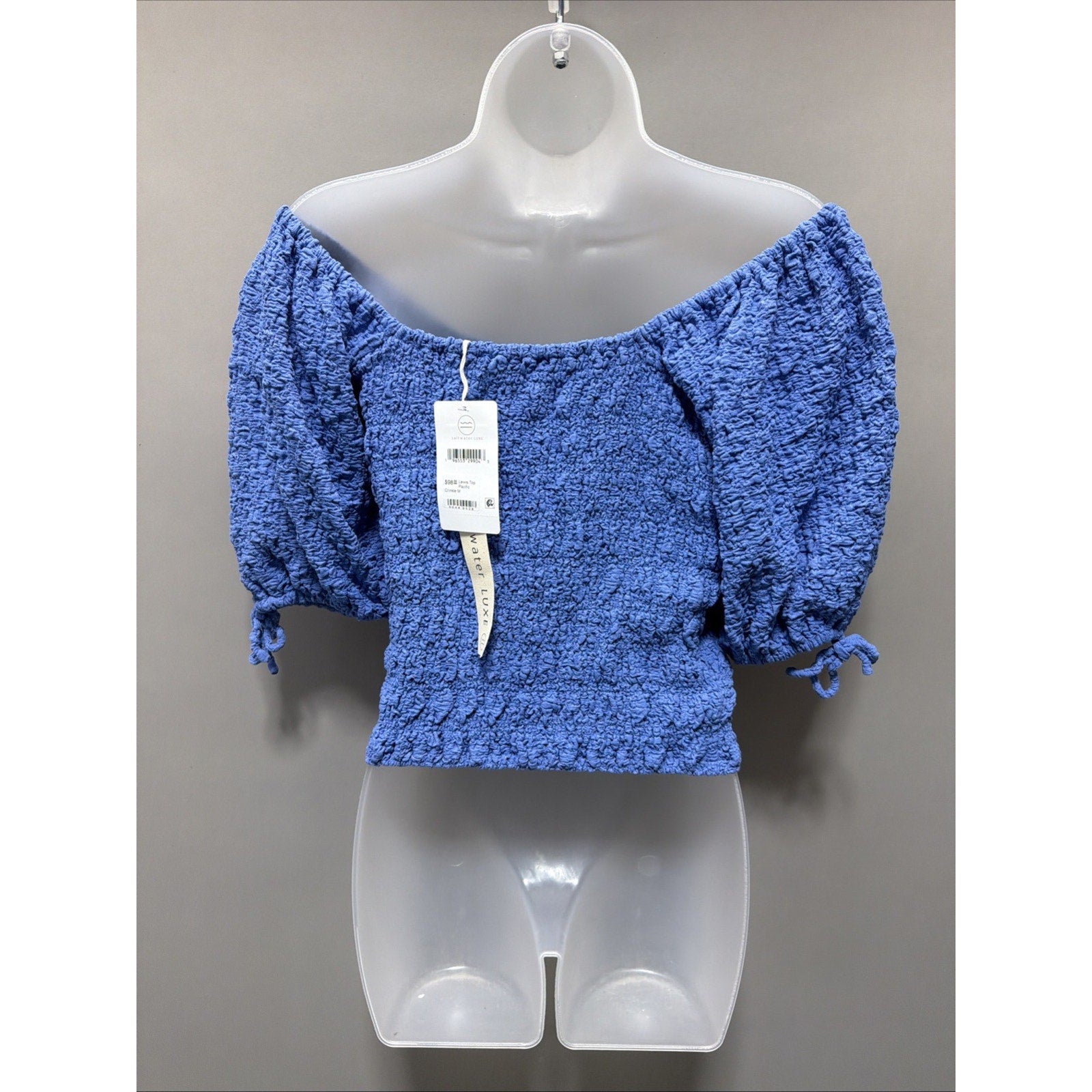 Saltwater Luxe LA Blue Crinkle Pacific Lewis Crop Top New 98$ Msrp Size Medium