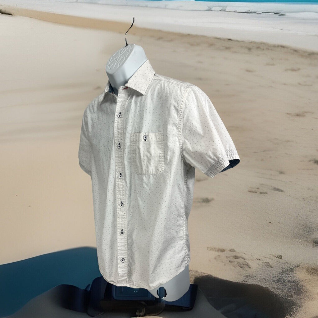 Flag and Anthem White Shark Short Sleeve Button Down Shirt - Size S